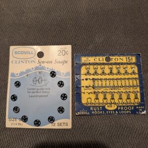 VTG Vintage Antique Clinton Rust Proof Hooks, Eyes  Loops Card    Scoville Sew